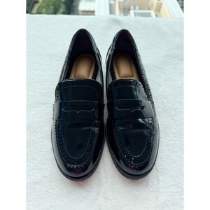 Kelly and Katie Glossy Black Patent Leather Loafers Preppy Academia Chic‎